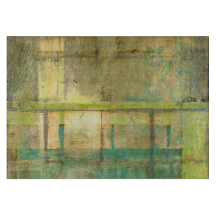 Gilded Turquoise and Green Abstract Painting Cutting Board