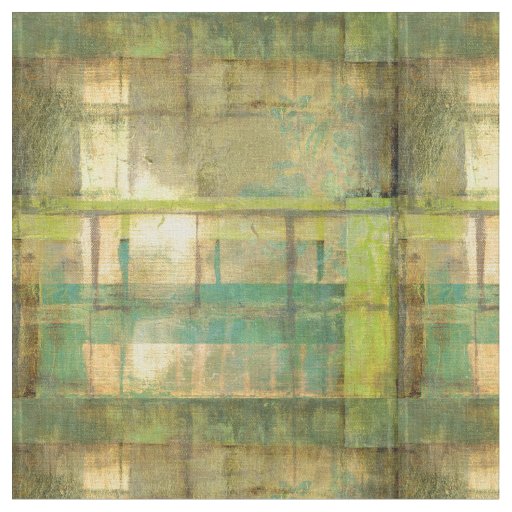 Gilded Turquoise and Green Abstract Painting Fabric