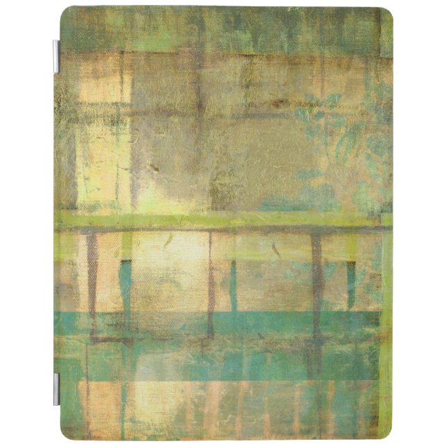 Gilded Turquoise and Green Abstract Painting iPad Smart Cover (Front)