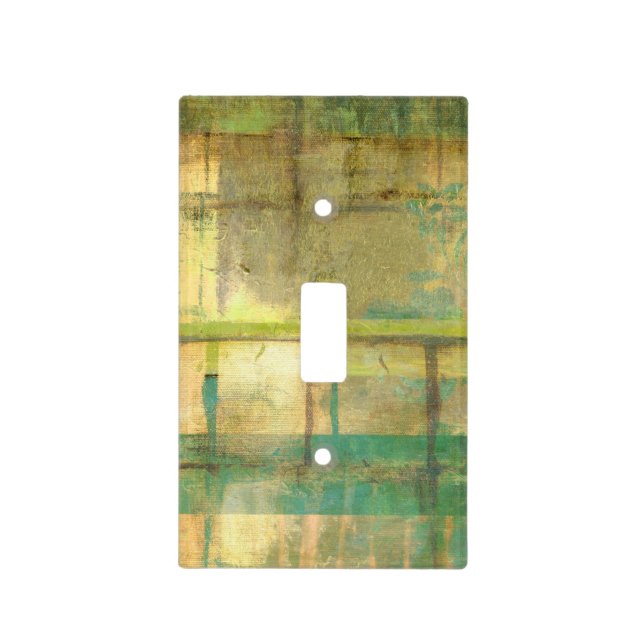Gilded Turquoise and Green Abstract Painting Light Switch Cover (Front)
