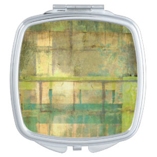 Gilded Turquoise and Green Abstract Painting Mirror For Makeup
