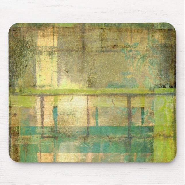 Gilded Turquoise and Green Abstract Painting Mouse Pad (Front)