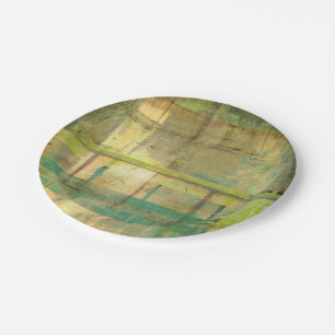 Gilded Turquoise and Green Abstract Painting Paper Plates