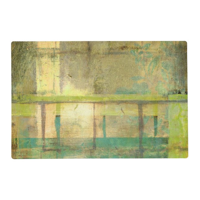 Gilded Turquoise and Green Abstract Painting Placemat (Front)