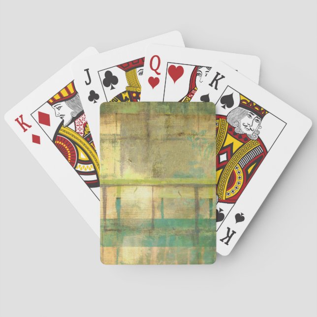 Gilded Turquoise and Green Abstract Painting Poker Cards (Back)