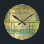 Gilded Turquoise and Green Abstract Painting Round Clock<br><div class="desc">An abstract painting by Jennifer Goldberger that utilizes shades of gilded turquoise and green to create a warm,  familiar feeling. A nice stroll through the woods during the spring or summer would yield some of these same colors. Bring the gift of nature to your home by purchasing this piece!</div>