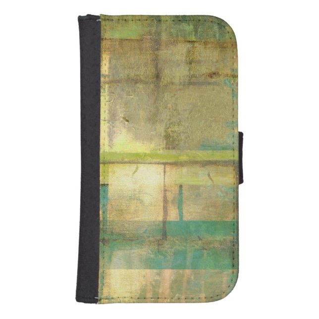 Gilded Turquoise and Green Abstract Painting Samsung Galaxy Wallet Case (Front)