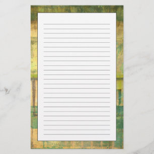 Gilded Turquoise and Green Abstract Painting Stationery