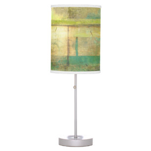 Gilded Turquoise and Green Abstract Painting Table Lamp