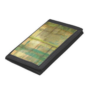 Gilded Turquoise and Green Abstract Painting Trifold Wallet