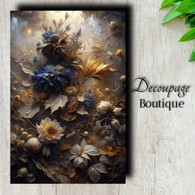 Gilded Twilight Flora Decoupage Tissue Paper (Gilded Twilight Flora Decoupage Tissue Paper)