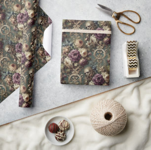 Gilded Unease – Gothic Victorian Floral Design Wrapping Paper
