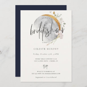 Gilded Wildflower Moon Bridal Shower Invitation