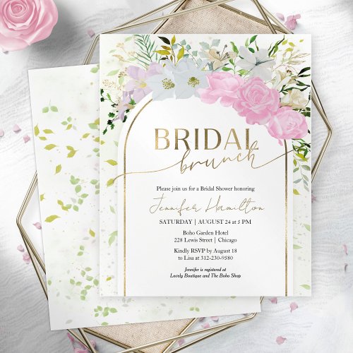 Gilded  Wildflower Spring Bridal Brunch Invitation