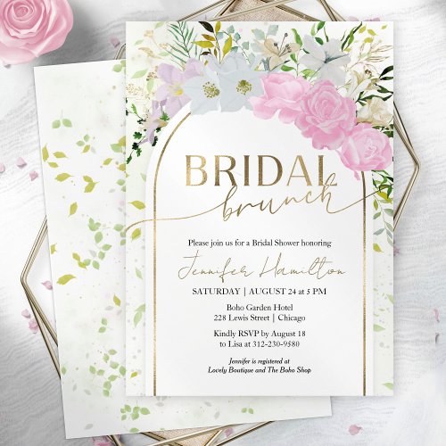 Gilded  Wildflower Spring Bridal Brunch Invitation