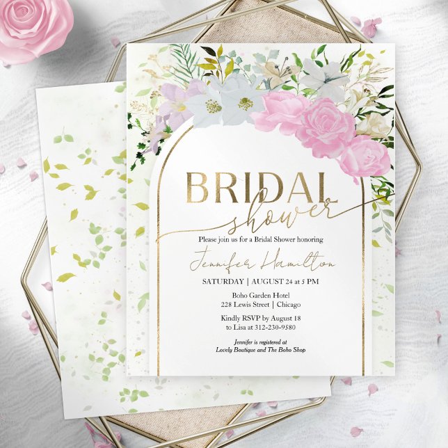 Gilded  Wildflower Spring Bridal Shower Invitation (Creator Uploaded)