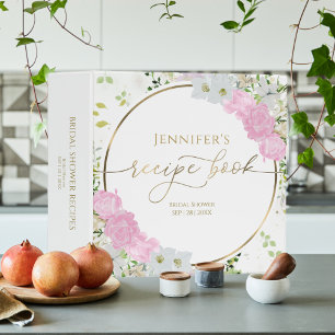 Gilded Wildflower Spring Bridal Shower Recipe Book 3 Ring Binder