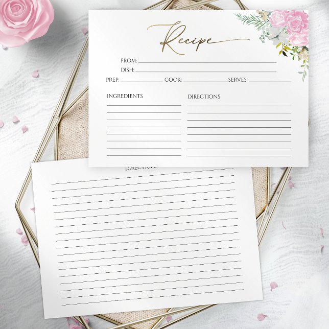 Gilded Wildflower Spring Bridal Shower Recipe Card (Creator Uploaded)