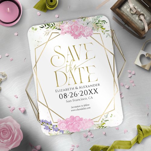 Gilded Wildflower Spring Wedding Save The Date Magnet