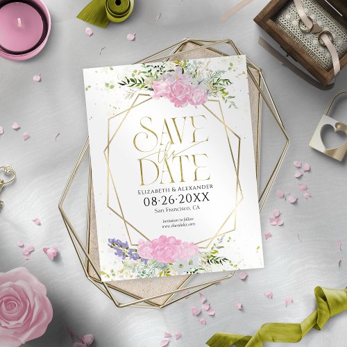 Gilded Wildflower Spring Wedding Save The Date Postcard