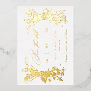 Gilded Wildflowers Wedding Save The Date Gold Foil Invitation