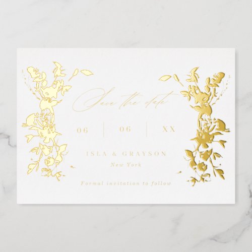 Gilded Wildflowers Wedding Save The Date Gold Foil Invitation