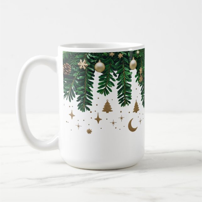 Gilded Winter Foliage Combo Mug - Premium Green (Left)