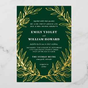 Gilded Wreath Formal Wedding Foil Invitation