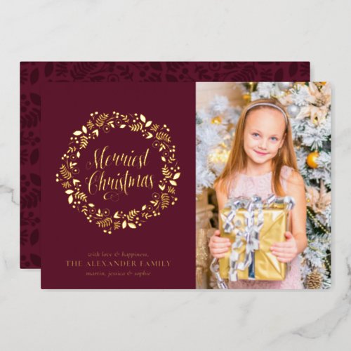 Gilded Wreath Merriest Christmas Foil Holiday Card