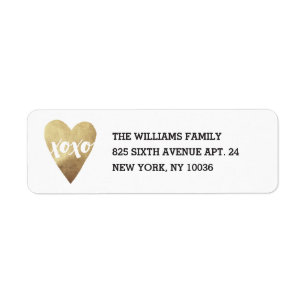 Gilded XOXO Address Label - White