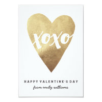 Gilded XOXO Classroom Valentine - White Card