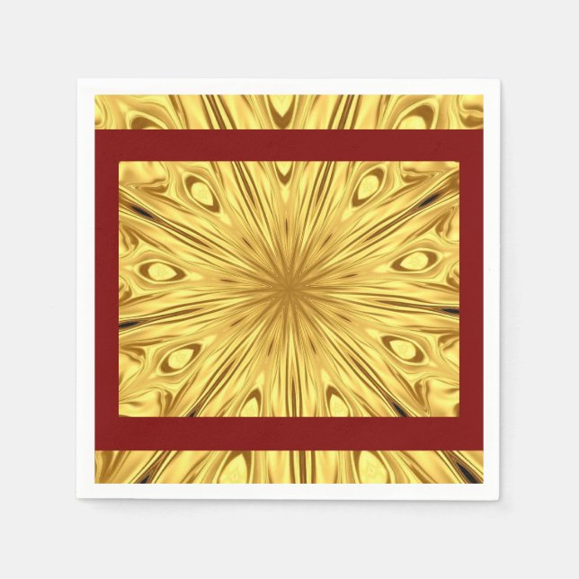 Gilded Zenith Opulent Swirl Crimson Gold Luxury Ac Napkins (Front)