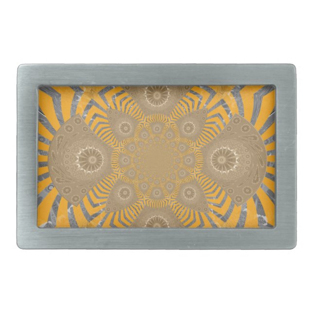 Gilded Zephyr: Elegance in Golden Yellow & Chrome Belt Buckle (Front)