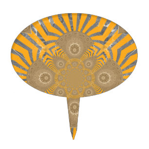 Gilded Zephyr: Elegance in Golden Yellow & Chrome Cake Topper