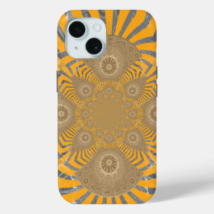Gilded Zephyr: Elegance in Golden Yellow & Chrome iPhone 15 Case
