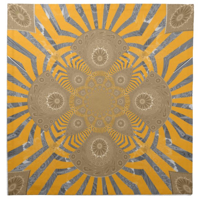 Gilded Zephyr: Elegance in Golden Yellow & Chrome Napkin (Front)