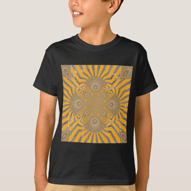 Gilded Zephyr: Elegance in Golden Yellow & Chrome T-Shirt (Front)