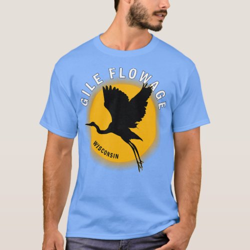 Gile Flowage in Wisconsin Heron Sunrise T_Shirt