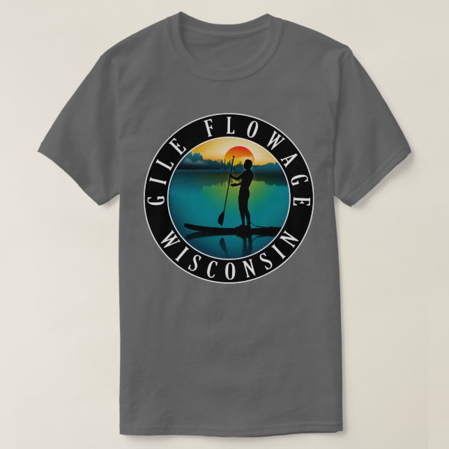 Gile Flowage Wisconsin Paddleboarding T-Shirt (Design Front)