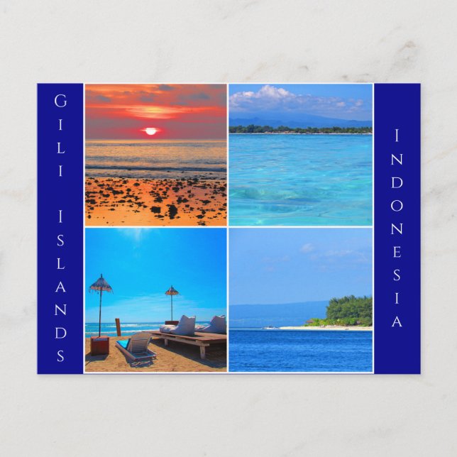 gili islands indonesia collage postcard (Front)