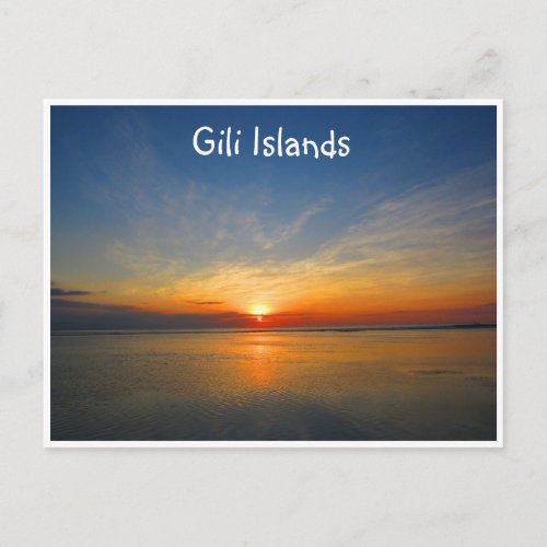 gili islands sunset postcard
