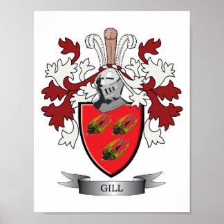 Gill Family Crest Coat of Arms Poster