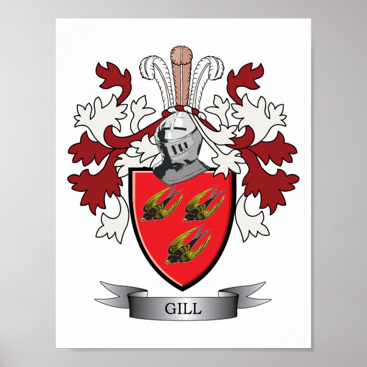 Gill Family Crest Coat of Arms Poster | Zazzle