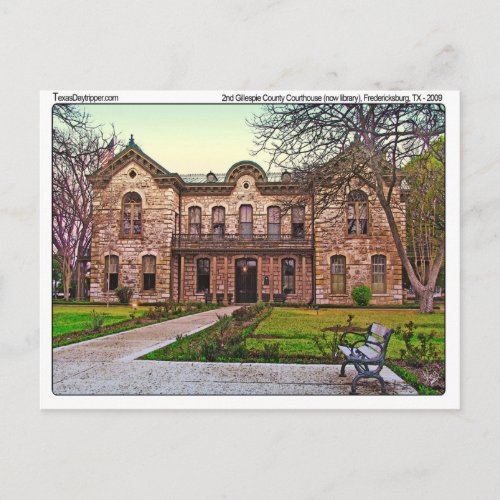 Gillespie Co Courthouse old Fredericksburg TX Announcement Postcard