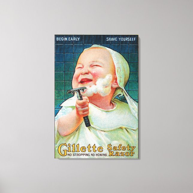 Gillette Safety Razor - Begin Early Shave Canvas Print (Front)