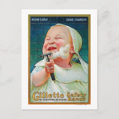 Gillette Safety Razor _ Begin Early Shave Postcard