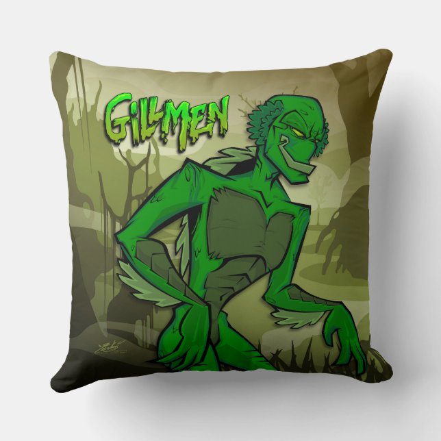 Gillmen Throw Pillow (Back)