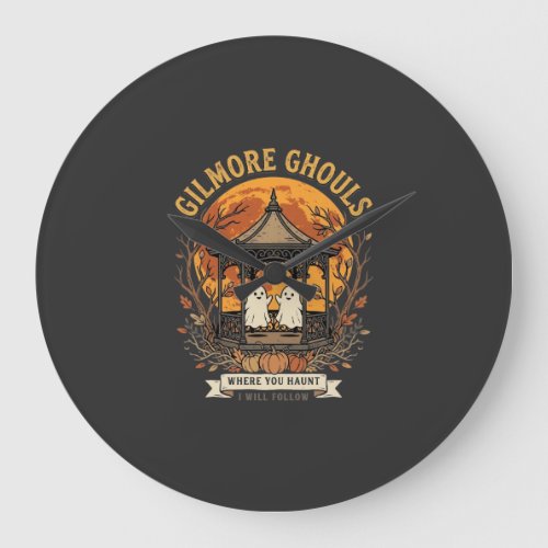 Gilmore Ghouls Halloween Ghost Gazebo Design_1 Large Clock