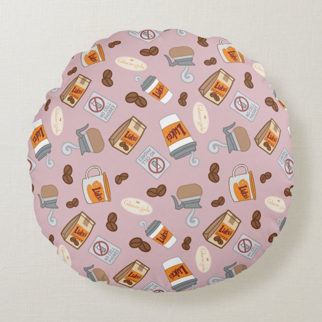 Gilmore Girls | Luke's Diner Coffee Pattern Round Pillow (Front)