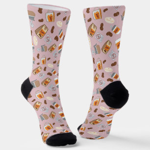 Gilmore Girls Luke's Diner Coffee Pattern Socks